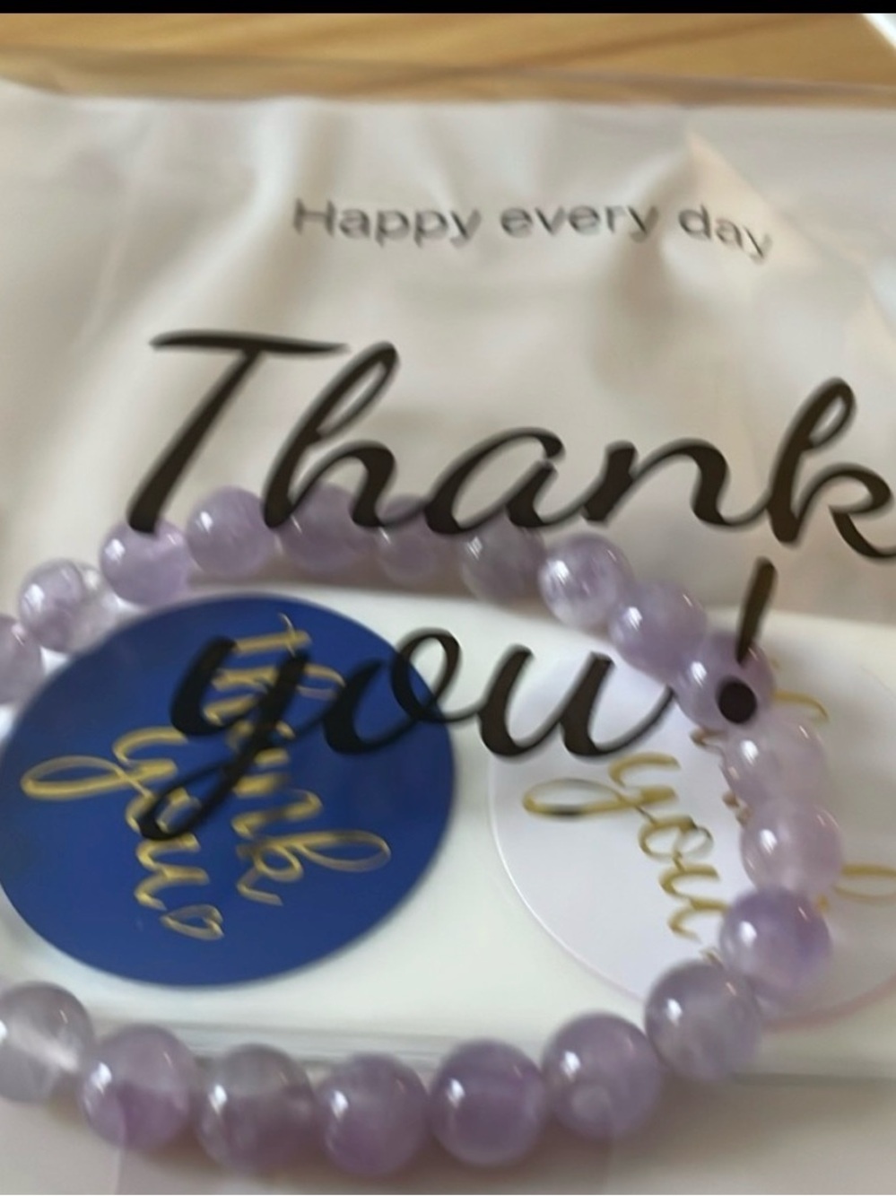 Beginning Boutique Lavender Purple Beaded Stretch Bracelet - Picture 3 of 3